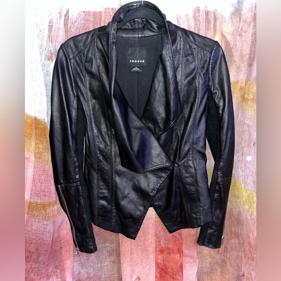 Trouvé Draped Collar Leather Jacket 🌵xs - Picture 7 of 16
